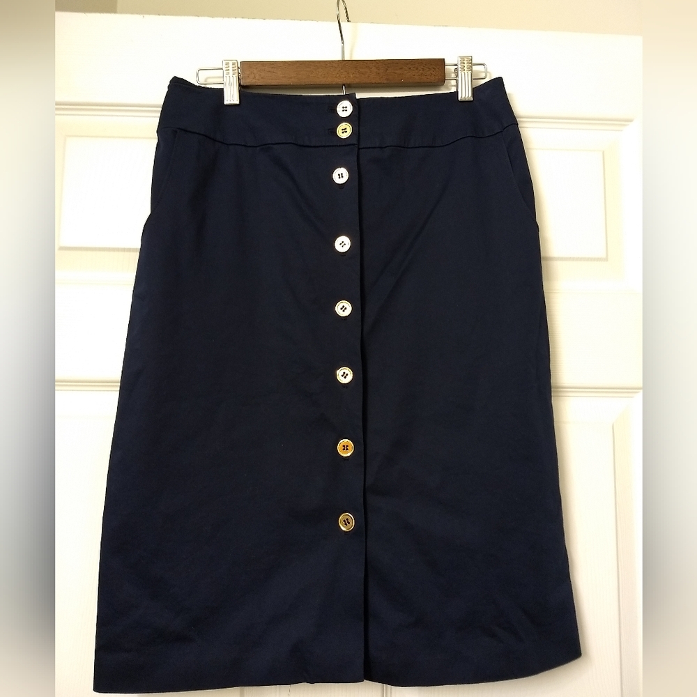 Talbots navy buttoned skirt size 10